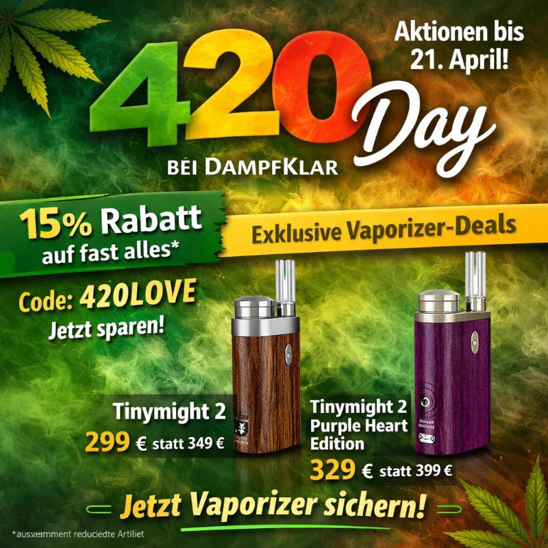 420 Day bei DampfKlar – Die Geschichte eines besonderen Tages (2025) Aktion bis 21. April mit 15% Rabatt auf Vaporizer-Deals