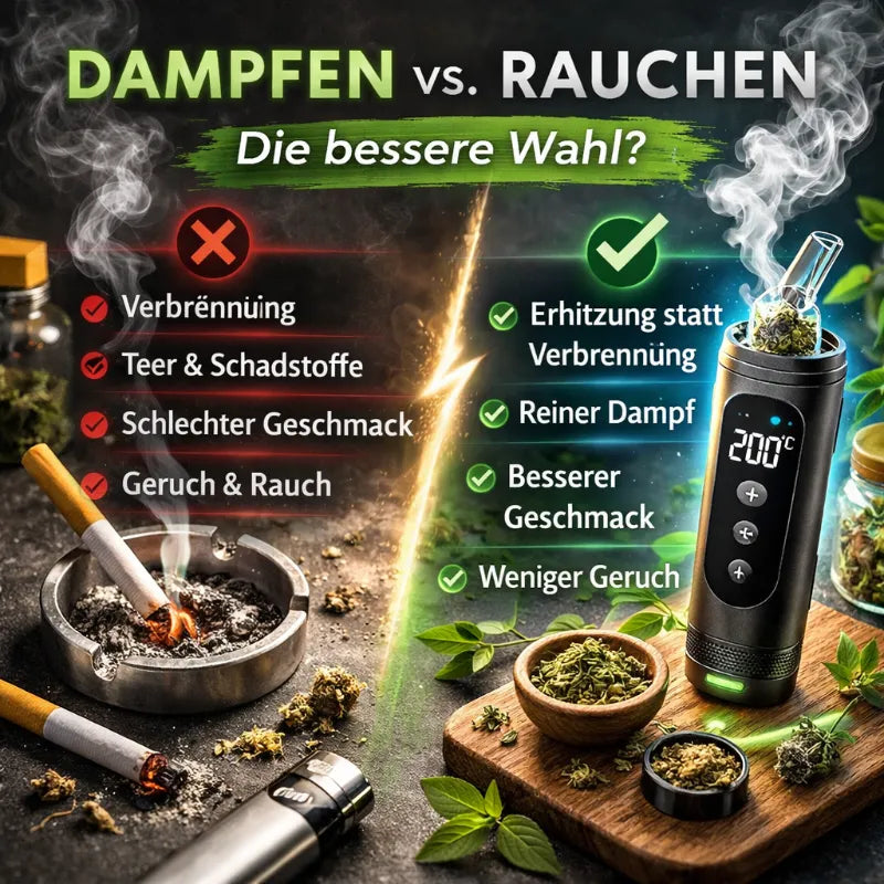 Dampfen vs. Rauchen: Wahl für moderne Genießer – Vergleich von Verbrennung und Vaporizer für besseren Geschmack
