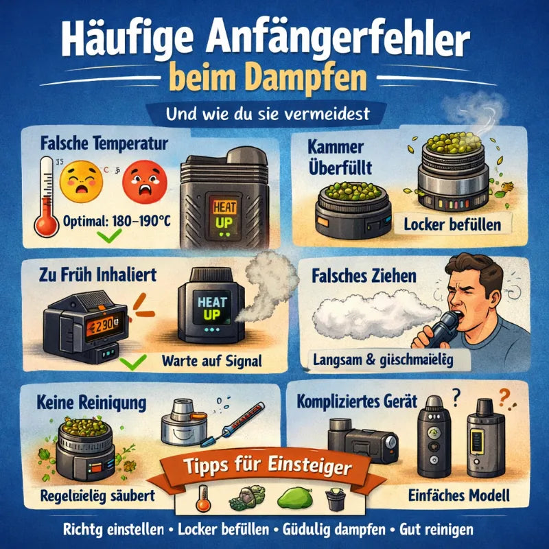 Häufige Anfängerfehler beim Dampfen - und wie du sie vermeidest: Infografik mit Tipps für Einsteiger