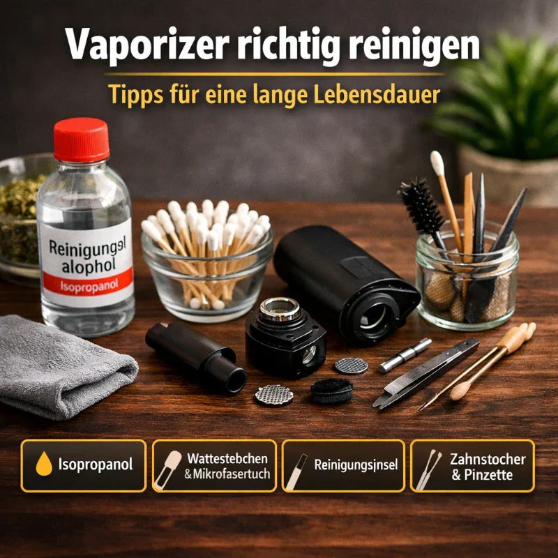 Vaporizer richtig reinigen – Tipps für eine lange Lebensdauer mit Isopropanol, Wattestäbchen und Reinigungszubehör
