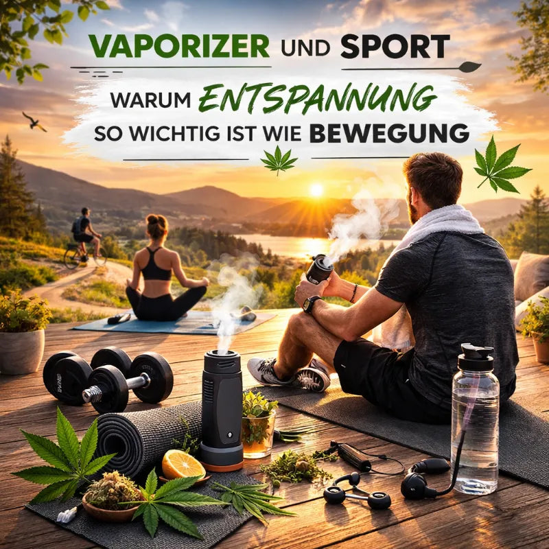 Vaporizer und Sport: Warum Entspannung so wichtig ist wie Bewegung, Mann entspannt nach dem Training im Sonnenuntergang