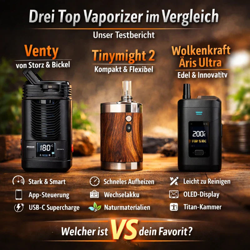 Wir haben den Test gemacht! - Drei Top Vaporizer im Vergleich: Venty, Tinymight 2 und Wolkenkraft Äris Ultra