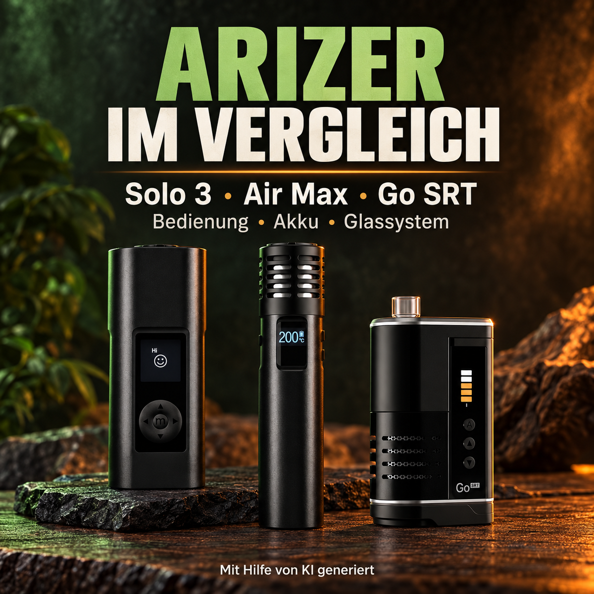 Arizer im Vergleich: Solo 3, Air Max und Go SRT – Mit Hilfe von KI generiert