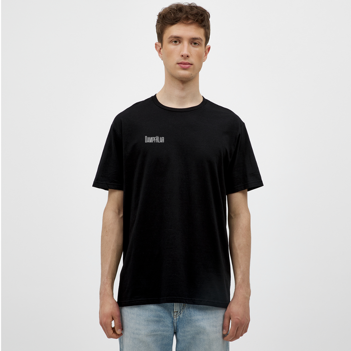 Schwarzes Herren-T-Shirt mit rechteckigem Schnitt und einfachem Design, ideal für den täglichen Gebrauch.