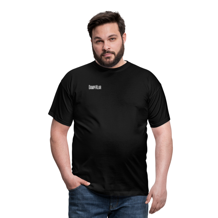 Schwarzes T-Shirt für Herren mit DAMPFLÄR-Logo, lässiger Schnitt und bequemer Passform.