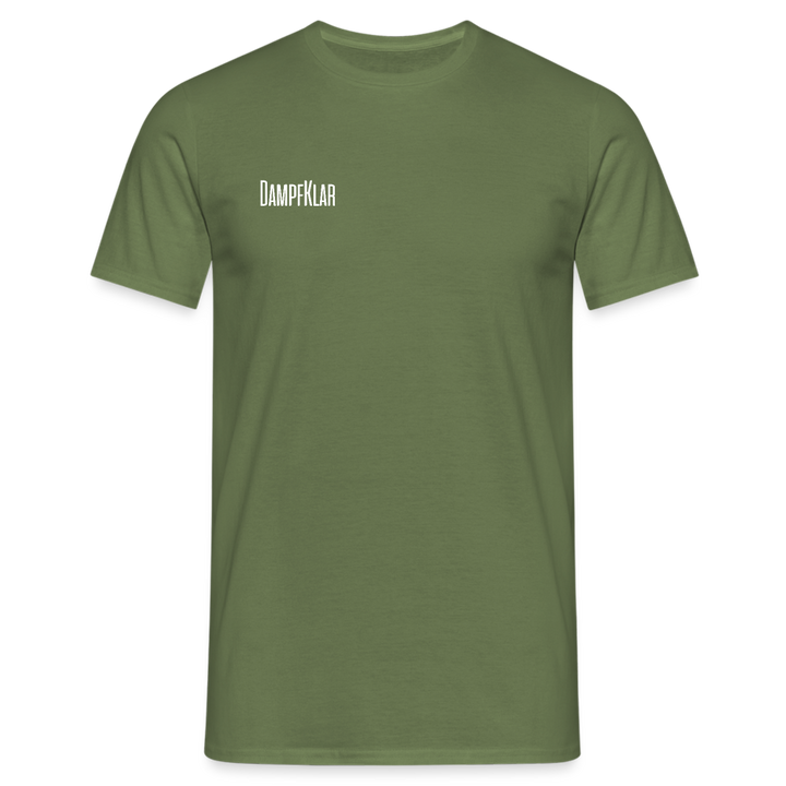 Herren T-Shirt in militärgrün mit DampfKlar Schriftzug, super weich und aus hochwertiger Baumwolle.
