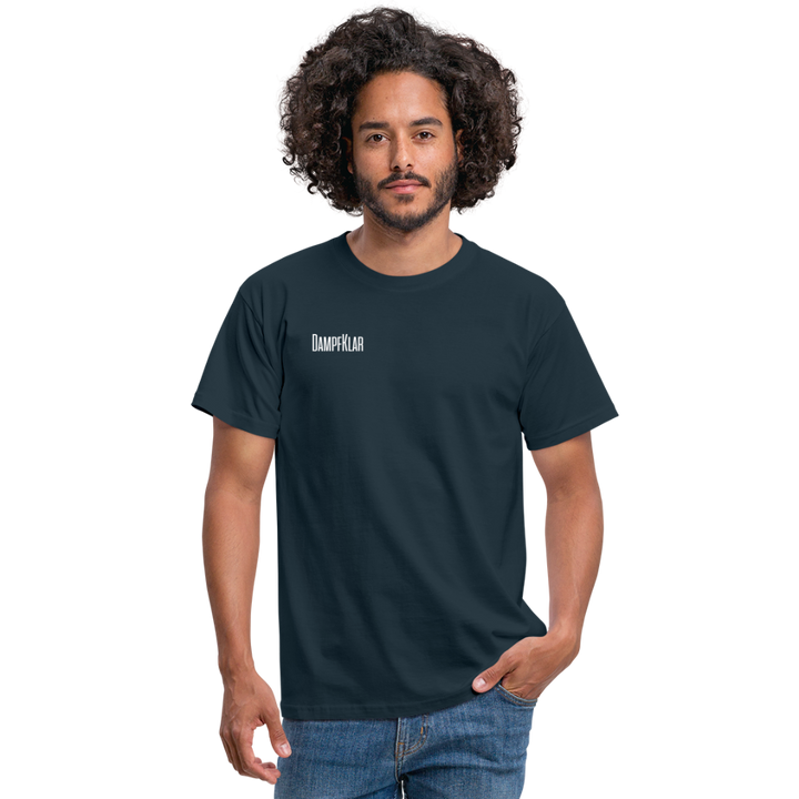 Herren T-Shirt in Navy mit DAMPFKLAR Aufdruck, lässiger gerade Schnitt, aus 100% Baumwolle, stilvoll und bequem.
