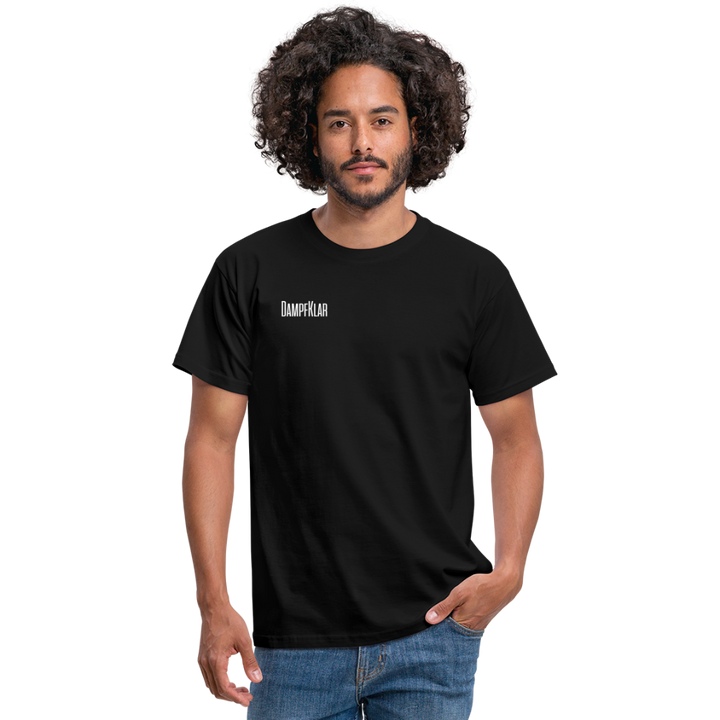 Schwarzes Männer T-Shirt mit DAMPFKLAR Aufdruck, lässiger Stil und bequeme Passform.