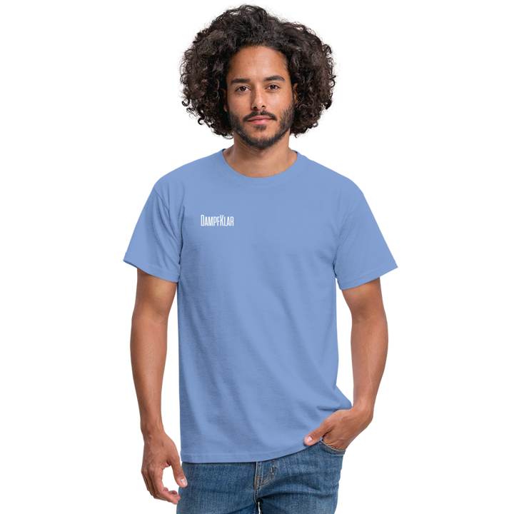 Männer T-Shirt in Himmelblau mit Druck, lässige Passform aus weichem 100% Baumwollstoff.