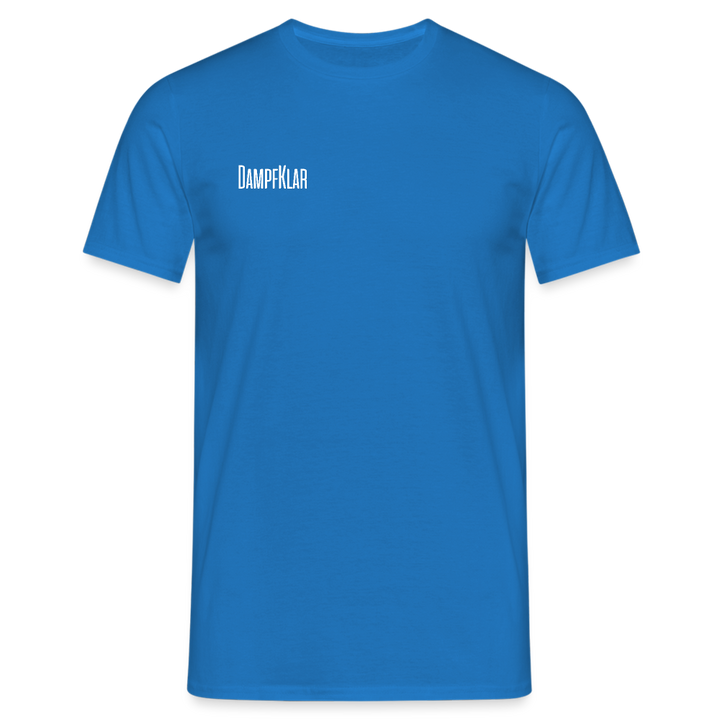Blaues Herren T-Shirt mit DAMPFKLAR Aufdruck, hochwertiger Baumwollstoff, gerade Passform.