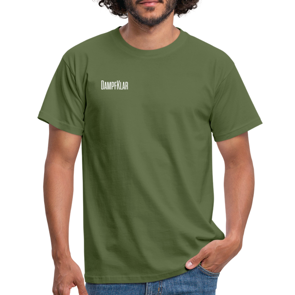 Herren T-Shirt in militärgrün mit DAMPFKLAR Aufschrift, ideal für lässige Outfits.