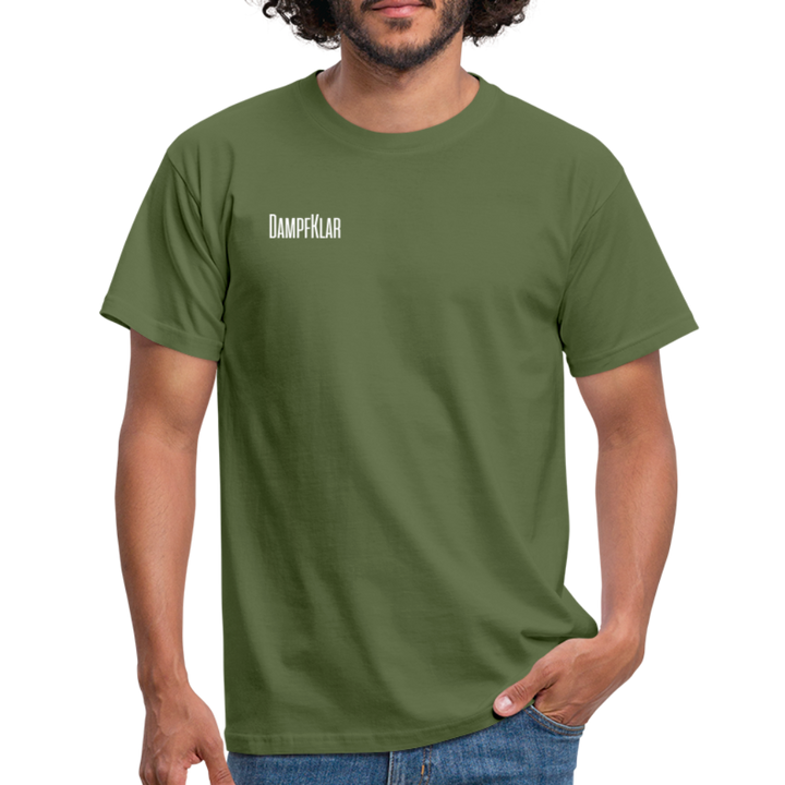 Herren T-Shirt in militärgrün mit DAMPFKLAR Aufschrift, ideal für lässige Outfits.