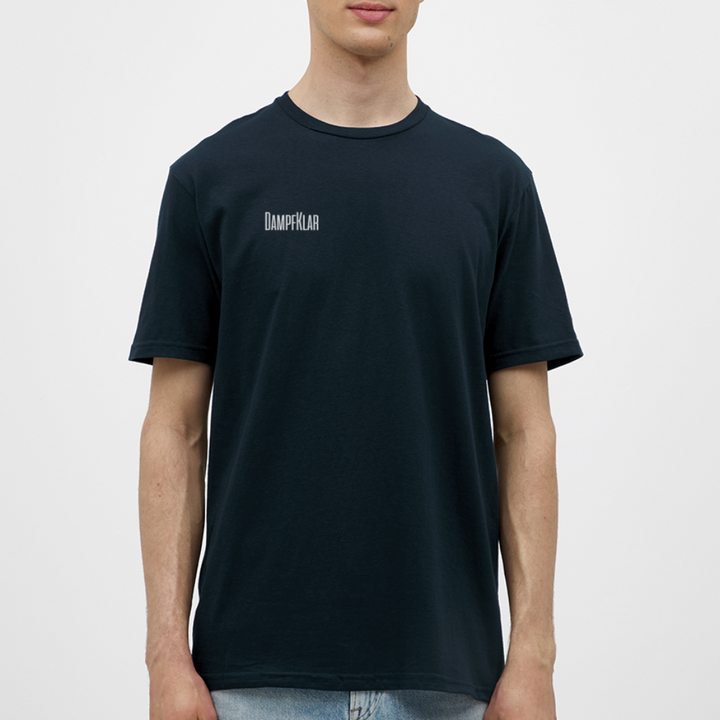 Herren T-Shirt in Navy mit gedrucktem DAMPFKLAR Logo auf der Brust, aus 100% Baumwolle.