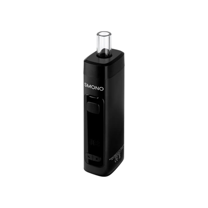 SMONO 5 handlicher Vaporizer für aromatische Kräuter mit klarer Glaskomponente und modernem Design.