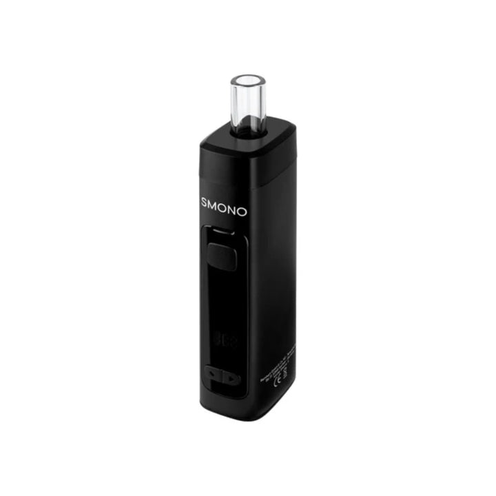 SMONO 5 handlicher Vaporizer für aromatische Kräuter mit klarer Glaskomponente und modernem Design.