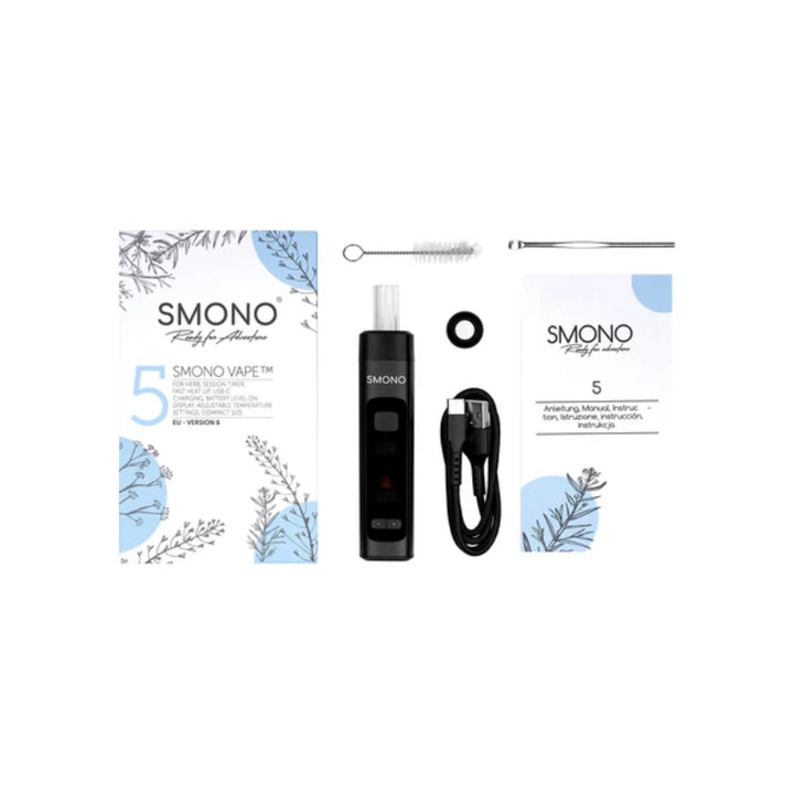 SMONO 5 Vaporizer Set mit Zubehör, ideal für aromatische Kräuter und einfaches Verdampfen.