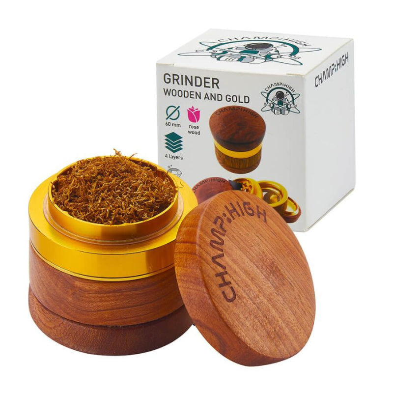 Champ High Wooden Metal Gold Grinder 4-Teilig (60mm)