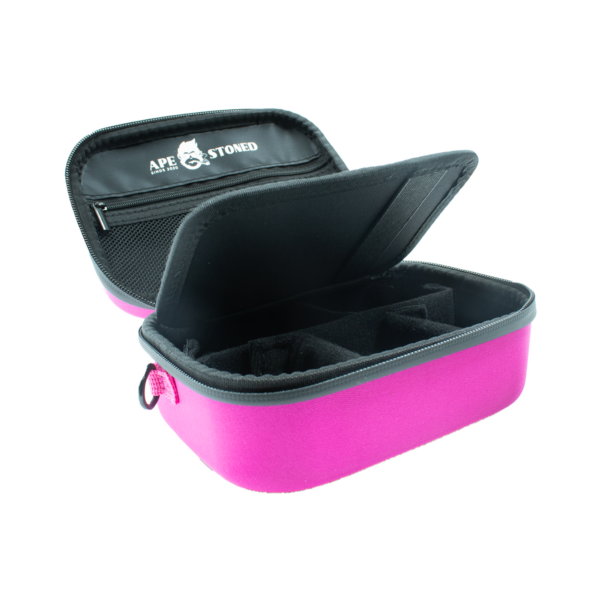 Kong Case - Maestro in pink with open zipper, showcasing organized compartments for secure accessory storage.