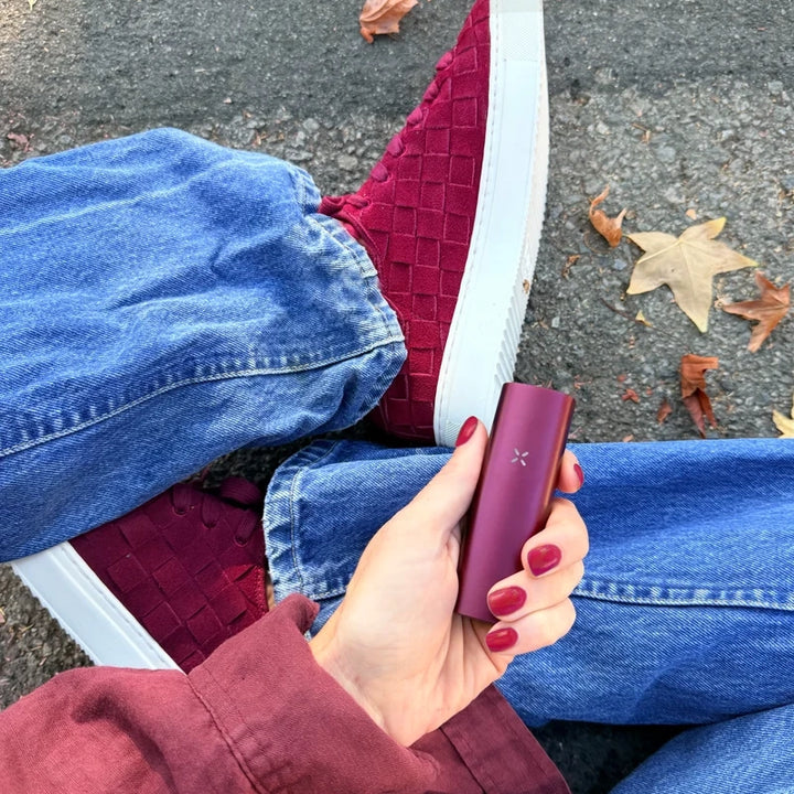 PAX Mini 2 Oxblood in der Hand – Lifestyle-Aufnahme