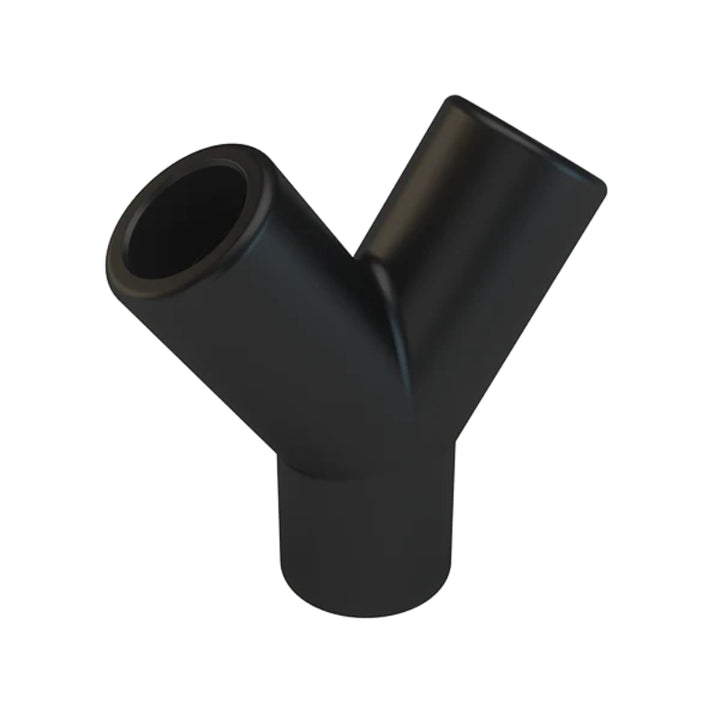 Stündenglass Hose Splitter – Black, Y-shaped dual hose connector for Stündenglass systems.