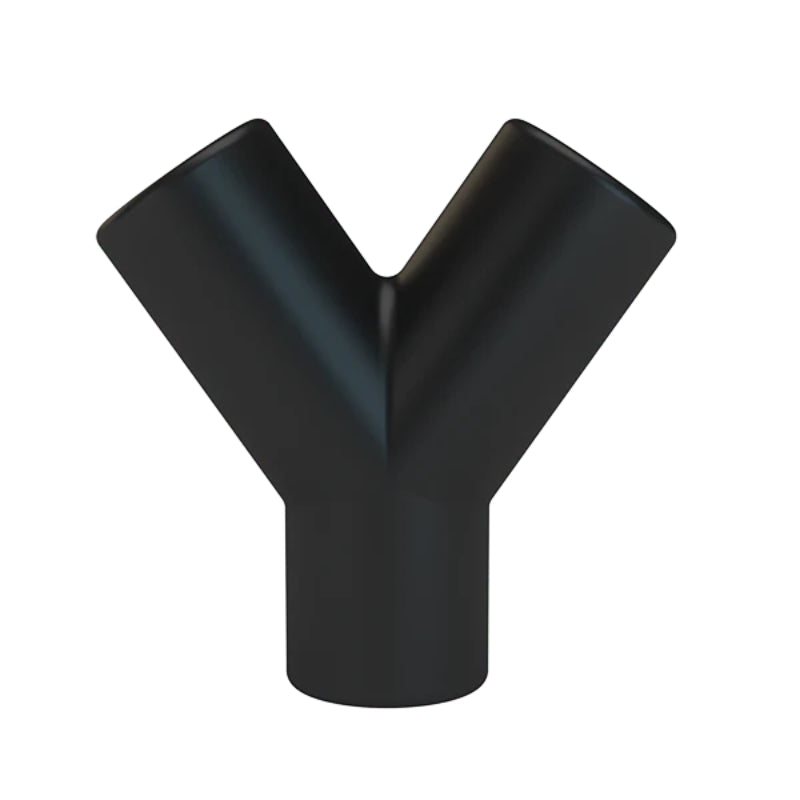 Stündenglass Hose Splitter – Black, Y-shaped connector for dual hose use in Stündenglass system.