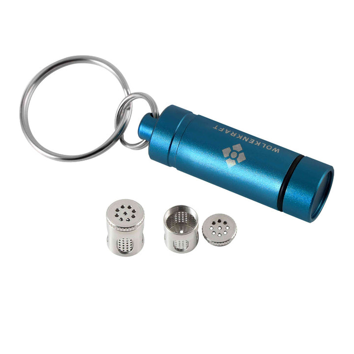 Wolkenkraft Kapsel + Container Set in Blau für die Aufbewahrung und Dosierung von Kräutern für Vaporizer.