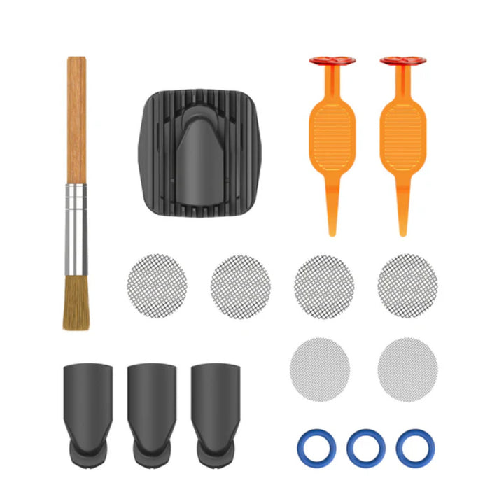 Storz & Bickel Veazy Verschleißteile Set Zubehör mit Sieben, Dichtungen, Pinsel und Reinigungswerkzeugen.