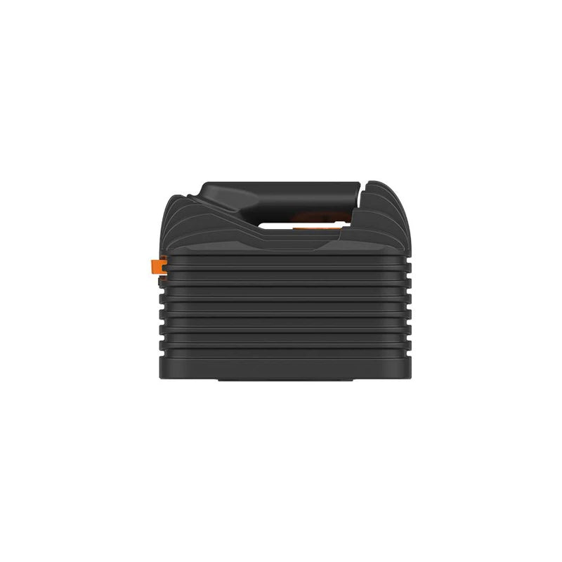 Storz & Bickel Venty Kühleinheit von der Seite, schwarz mit ergonomischem Griff und mehrfacher Lüftungsschlitze.