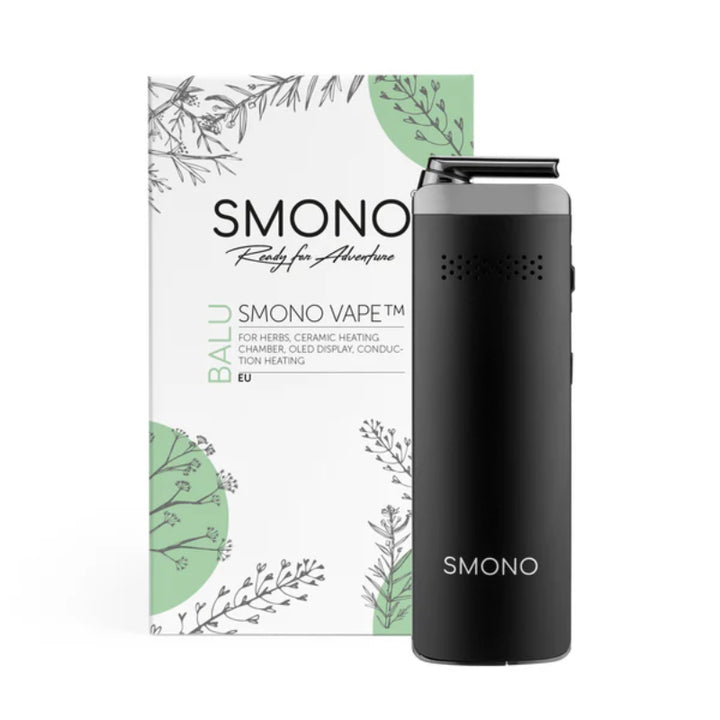 SMONO Balu Vaporizer with packaging, featuring sleek design and multiple functionalities for efficient use.