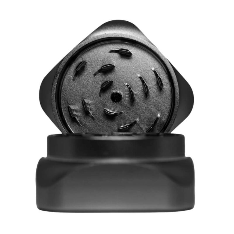 Krush Kube 2.0 Grinder top view, featuring sharp teeth for efficient grinding of herbs.