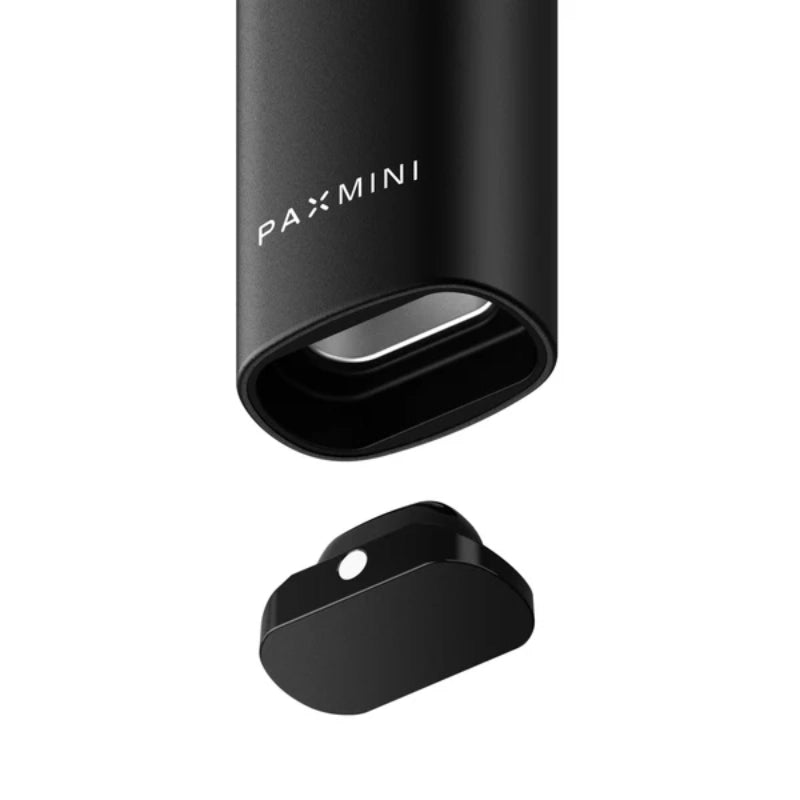 PAX Mini 2 – Nahaufnahme des Vaporizers mit abnehmbarem Deckel in Schwarz