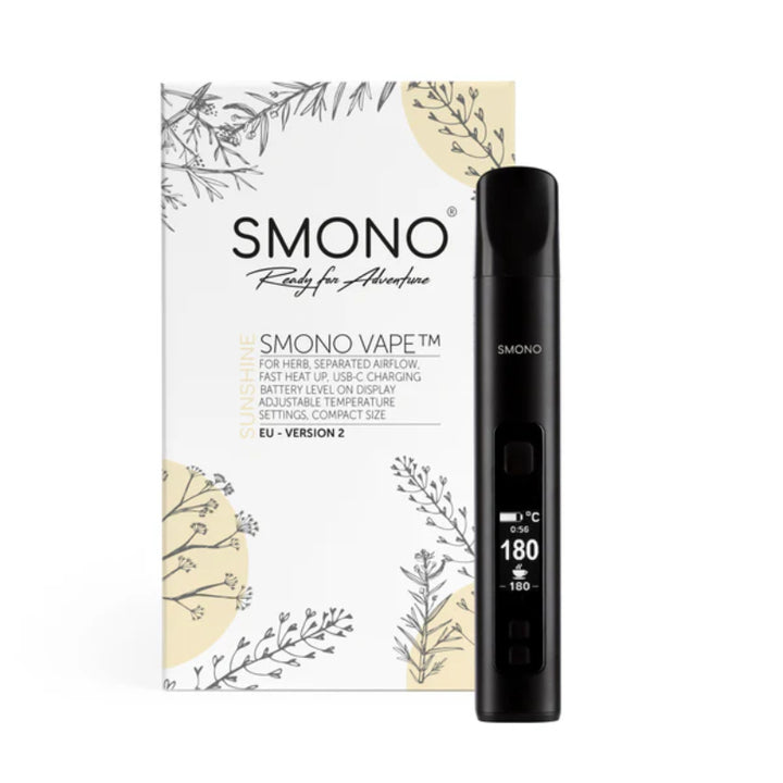 SMONO Sunshine Vaporizer with packaging, featuring compact design and adjustable temperature settings.