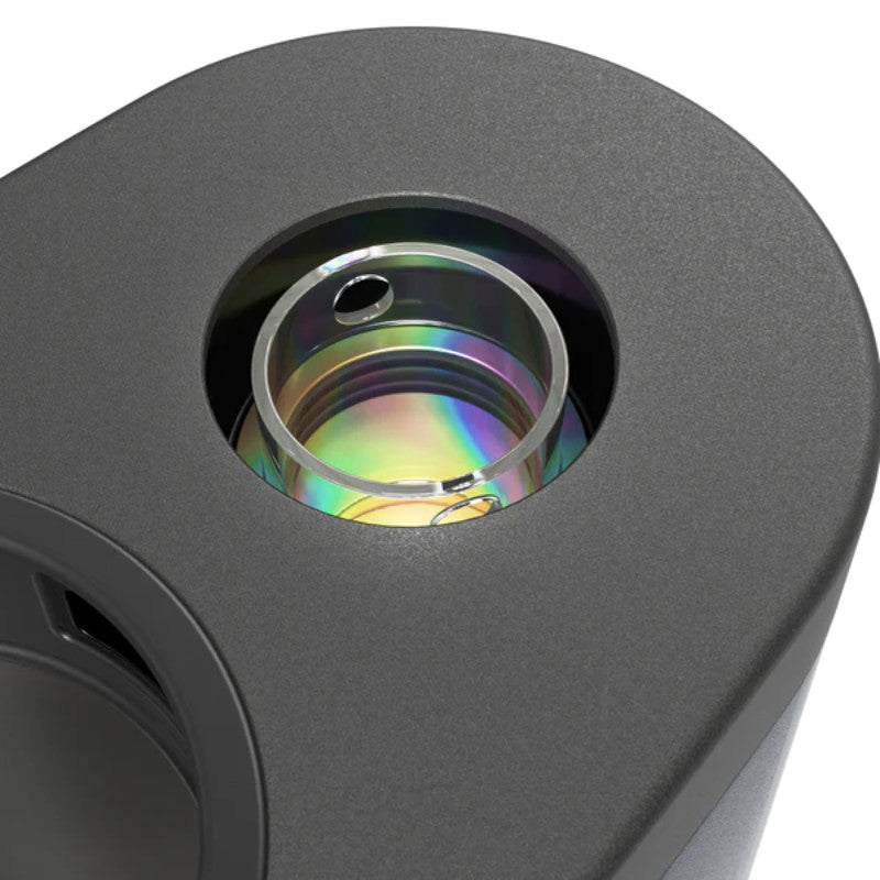 Dr. Dabber. Switch² Vaporizer top view showcasing the rainbow-colored glass insert for a premium dab experience.