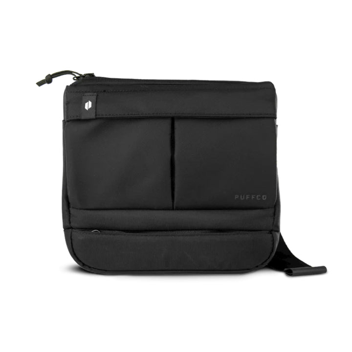Proxy Travel Bag in sleek black design with multiple pockets for organized storage.
